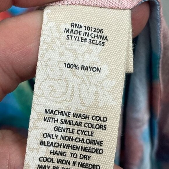 Soft Surroundings Womens PL Tie-Dye Dress V-Neck Short Sleeve Rayon 6712 - Picture 5 of 7